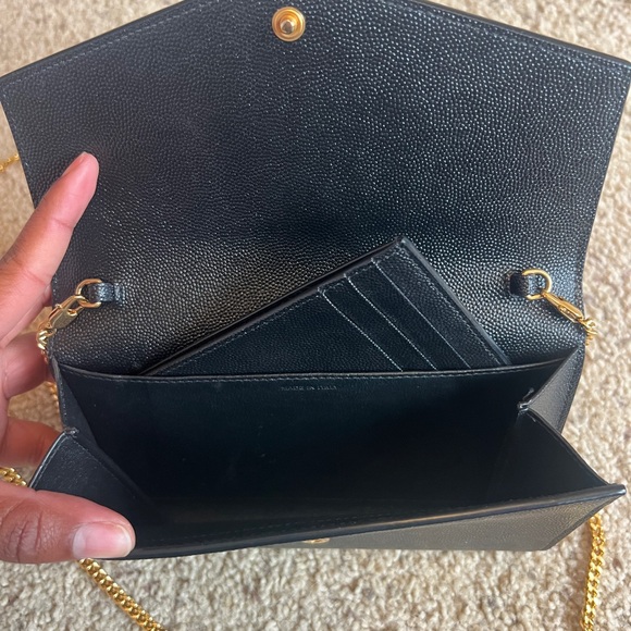 Yves Saint Laurent Black and Gold Clutch with Iconic Logo - Picture 8 of 14